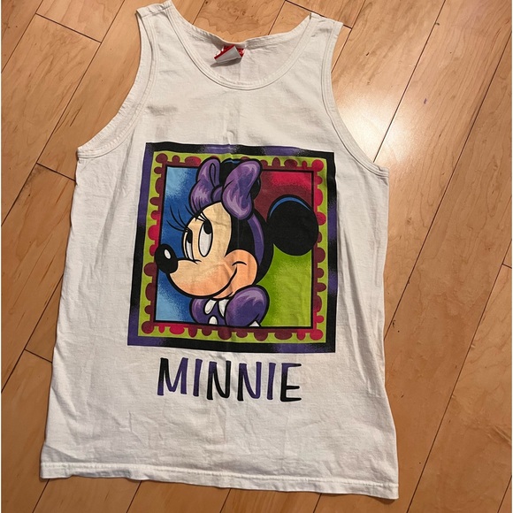 Vintage 90s Walt Disney World Minnie Mouse Tank Top Made In US Distressed Size L - Picture 4 of 5